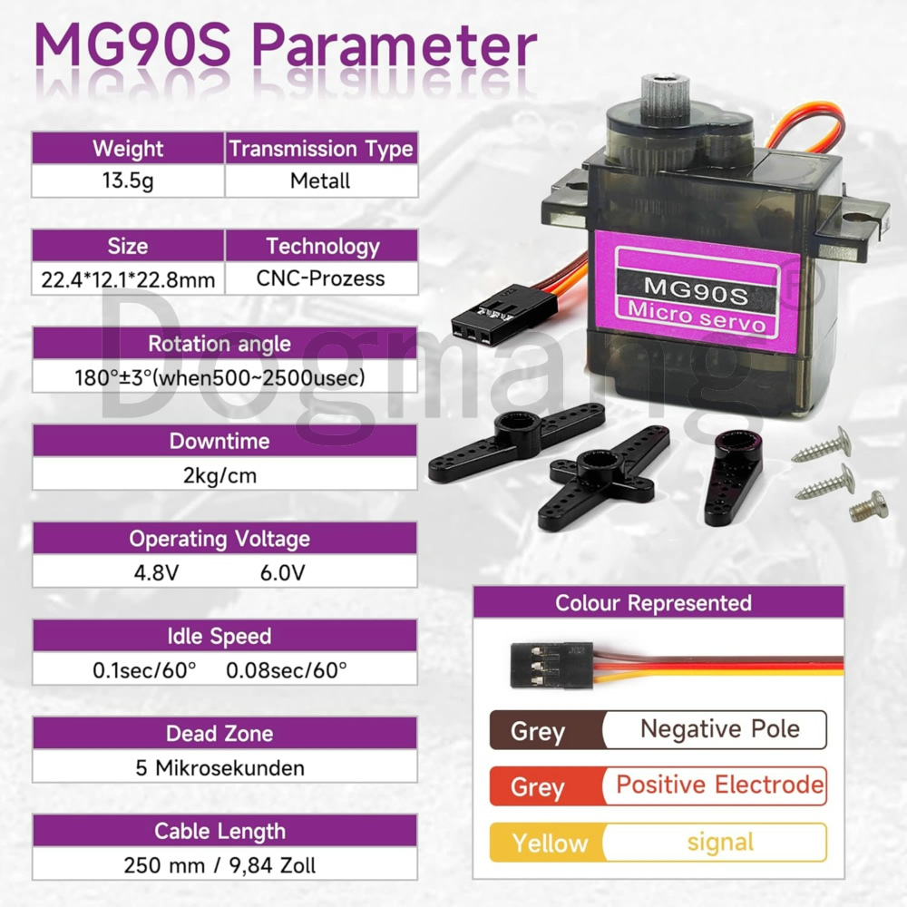 Servo MG90S, 1/2/4/10/20/50 Ud - Servo Sg90 reseña y precio